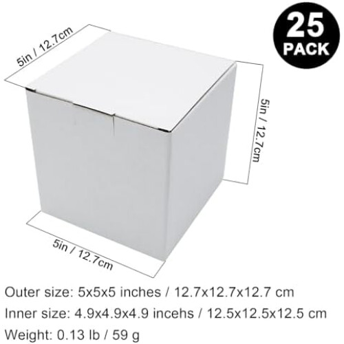 Caixas de papelão ondulado para envio, 5x5x5 polegadas, 25 unidades 1
