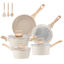 M MELENTA Pots and Pans Set Non Stick, 11 Piece Die-Cast Induction Hob Pan Set, Ceramic Cookware Set Nonstick Cooking Sets with Frying Pans, Saucepan