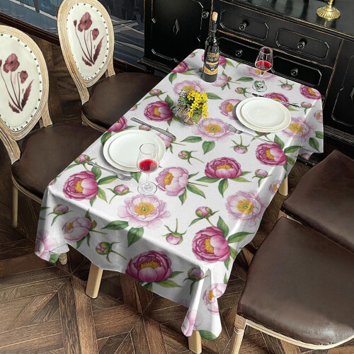 Floral Polyester Rectangle Tablecloth 60x102 in 1