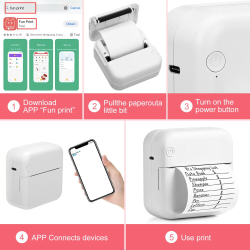 Portable Label Maker Printer Usb Label Printer White 16-Pcs 2