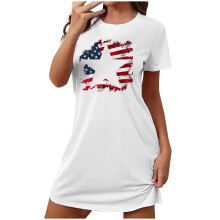 Damespyjama met patriottische 4 juli-print in grote maten | Ronde hals, korte mouwen, casual loungewear | Pyjamaset (maat S-2XL)