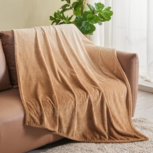 Super Soft Ombre Brown Flannel Throw Blanket 1