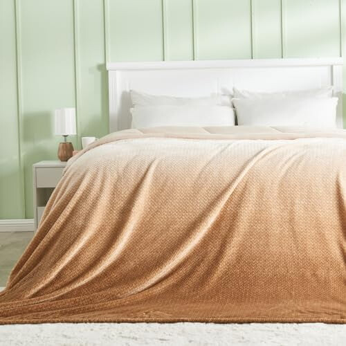 Super Soft Ombre Brown Flannel Throw Blanket 2