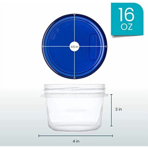 32 oz Clear Deli Containers with Blue Twist Lids (6 Pack) 2