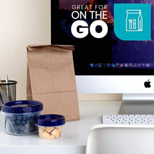 32 oz Clear Deli Containers with Blue Twist Lids (6 Pack) 1