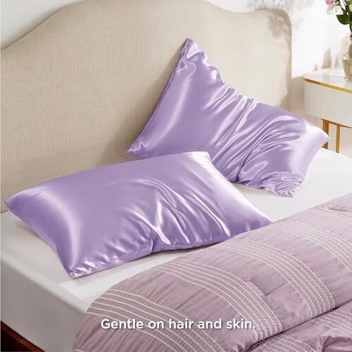 Față de pernă din satin cu fermoar, pachet de 2, Queen, 20x30in 1