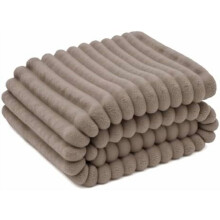Light Brown Striped Flannel Fleece Blanket