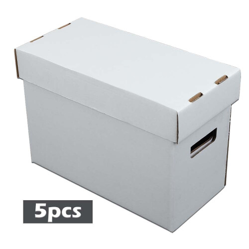 5Pcs Comic Books Storage Boxes With Lids Short Holds 150-175 Stackable Durable Archive Cardboard