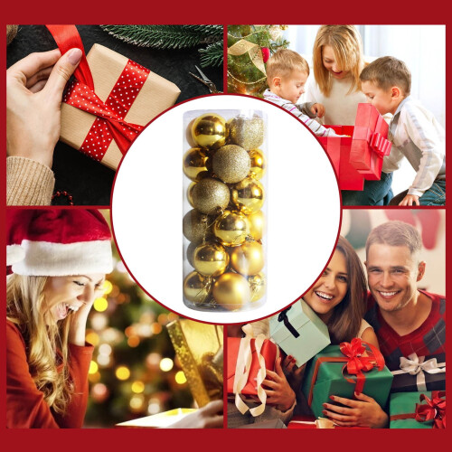 Boules de Noël incassables dorées, lot de 24 2