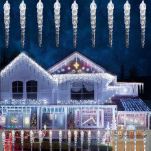 Solar Icicle String Lights, 20LED 15.7ft Waterproof Twinkling Ice Cone Fairy Lights, 8 Modes, Indoor/Outdoor, Christmas/Wedding Decor