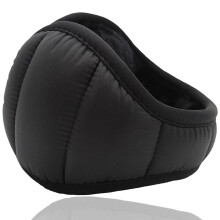 Men's Down Winter Ear Warmers | Behind-the-Head Adjustable & Foldable Earmuffs - black
