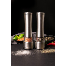 Krokery Manual Salt and Pepper Grinder Set Refillable and Adjustable Coarseness Spice Mill Stainless Steel Herb Grinder