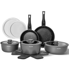 Non Stick Pots and Pans Set 17 Piece, Induction Hob Pan Set, Nonstick Removable Handle Kitchen Cookware Sets, Pot Set, Frying Pans Sets, Saucepan Sets