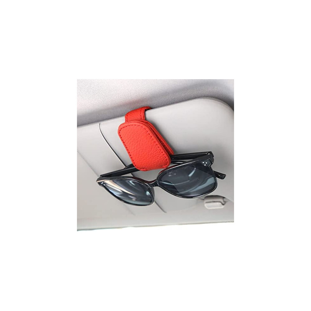Magnetic Leather Sunglasses Holder For Car Visor Â Compatible With Most Cars, Red 9170372947300