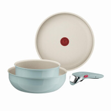 Tefal Ingenio Green 4-Piece Non-Stick Cookware Set ? Induction Frying Pan, Wok, Saucepan, Detachable Handle, Oven Safe, Stackable, Compact RV Kitchen