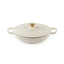 Salter Chester Shallow Cast Iron Casserole Pot ? 30cm Dutch Oven/Stock Pot, Self Basting Lid, Enamel Coated, Oven Safe, Suitable for All Hob Types