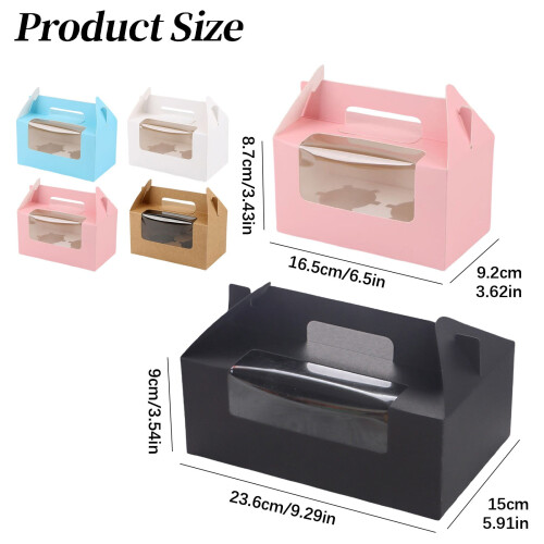 2 Pack Window Cupcake & Takeout Container With Easy Carry Handle Secure Frosting For 2 Cupcakes Or 2