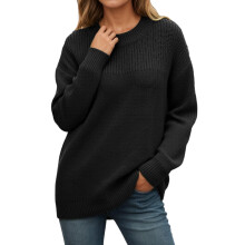 Gensere til kvinner høst og vinter rund hals langermet genser casual pullover genser topper