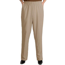 Pantaloni eleganti da donna taglie forti con elastico in vita, vestibilità aderente e tasche - color kaki - 16WP