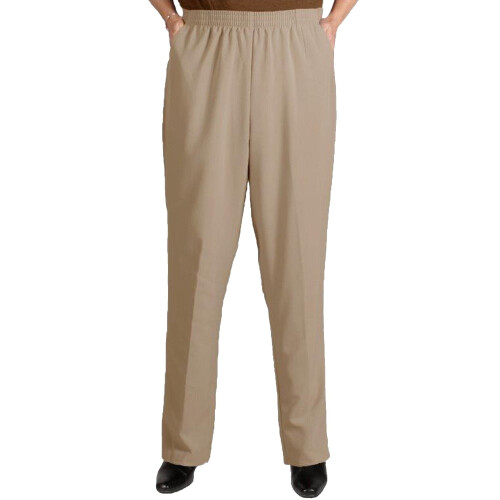 Damespantalon met elastische taille, pull-on model en zakken, plus size - Khaki - 16WP