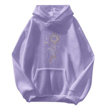 Women's Hoodie Long Hoodies Tops Casual Print Purple M