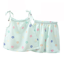 Uxgjfwu - Costume de vară pentru fete mici, cu imprimeu drăguț, cu mânecă scurtă și pantaloni scurți, mărimi 18M-6T, albastru