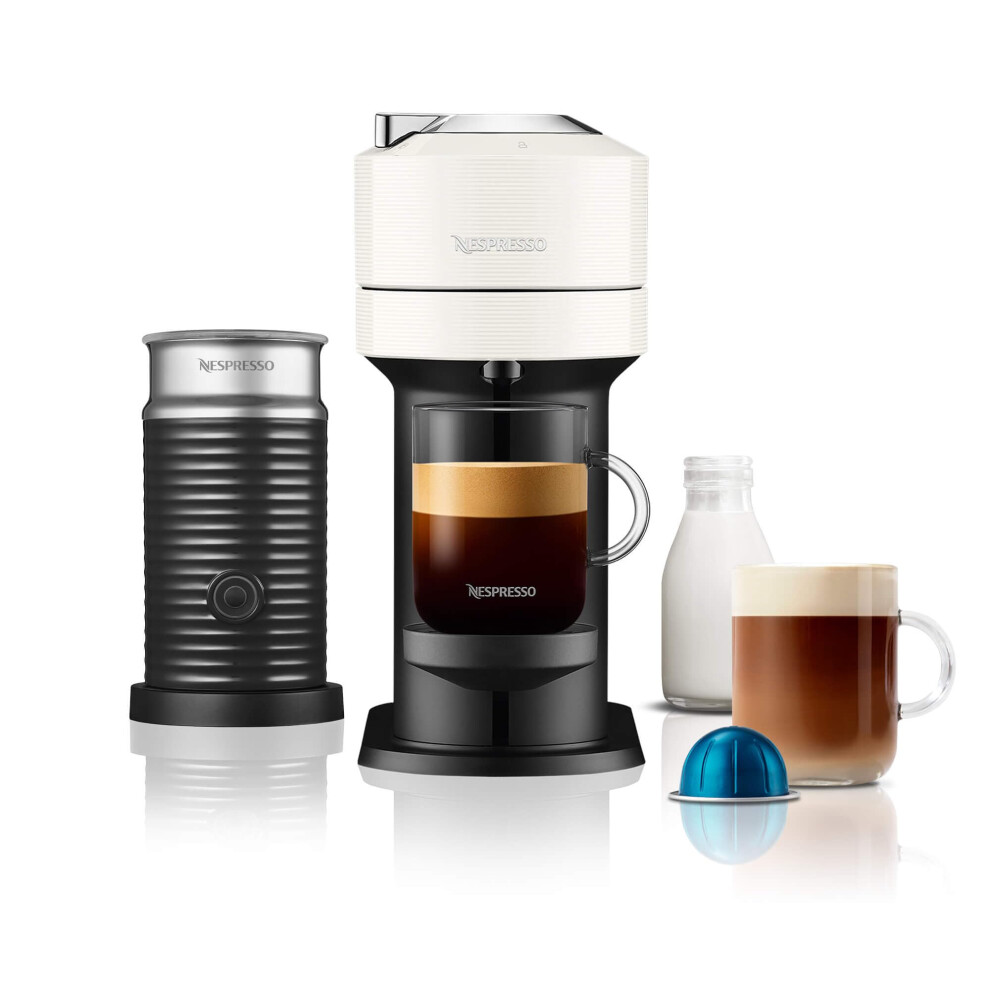 Nespresso Vertuo Next Coffee Machine By De'longhi With Aeroccino Milk Frother, Over 30 Varieties Of Pods, 6 Coffee Cup Sizes, Latte, Cappuccino,
