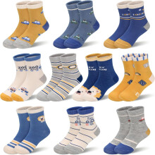 Kinder-Baumwollsocken mit Dinosaurier-, Auto- und Hai-Motiven (10 Stück)
