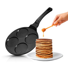 INTIGNIS? Non-Stick Pancake Pan - Multi Hole Mini Pancake Maker, 4 Hole American Style Crepe & Pancake Pan for Perfect Individual Pancakes, Frying