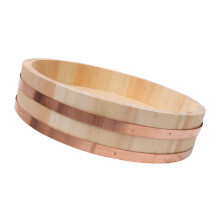 Wooden Sushi Rice Mixing Bowl with Lid for Home and Restaurant, Traditional Japanese Bucket
