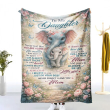 Couverture éléphant pour fille – Plaid en flanelle avec motif maman et bébé, message inspirant, cadeau doux et confortable pour un