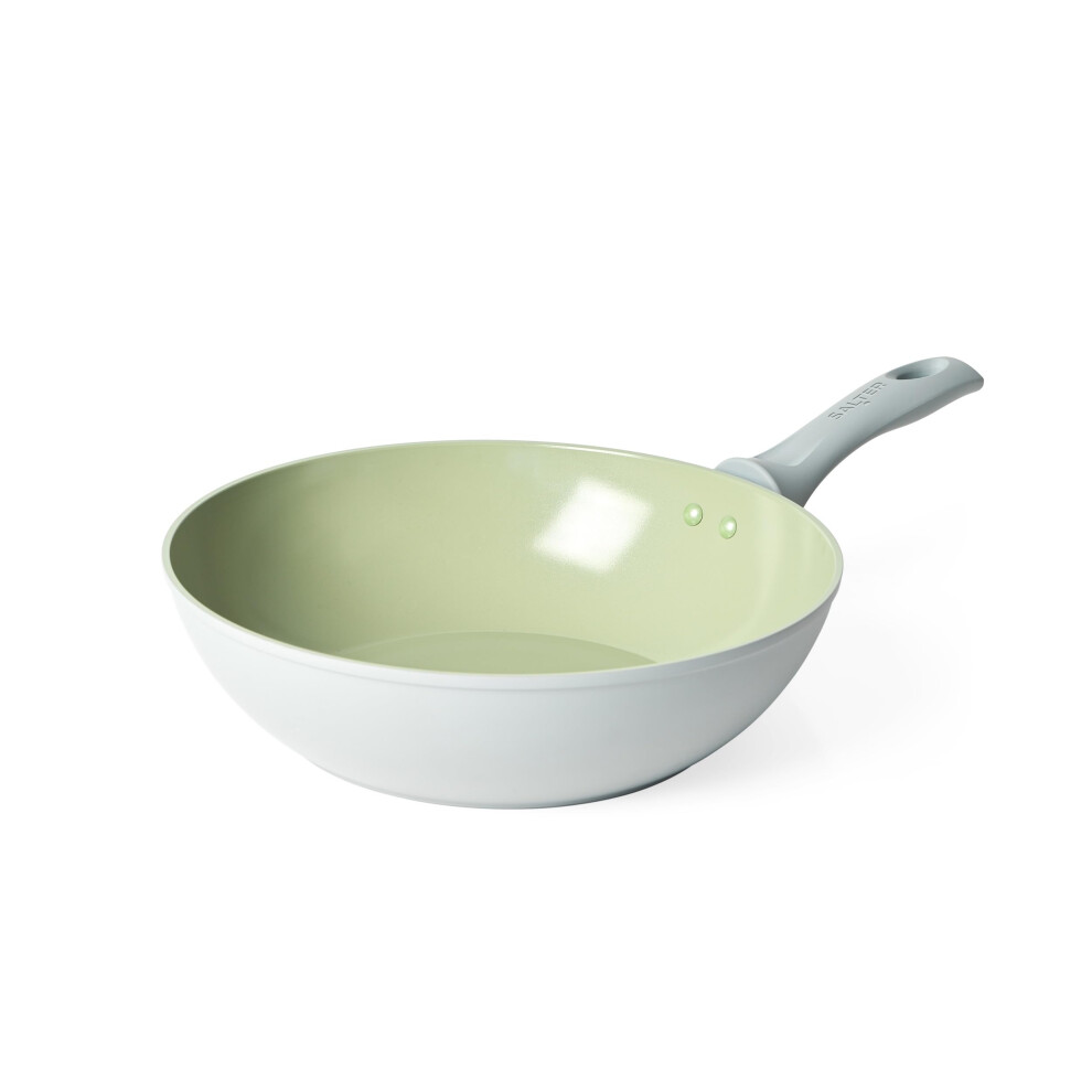 Salter Earth 28Cm Stir Fry Pan ? Healthy Ceramic Non-Stick Coating, Pfas-Free Induction Cookware, Aluminium Deep Frying Pan For Noodles, Easy Clean,
