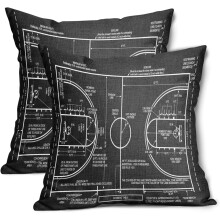Housses de coussin de basketball 45 x 45 cm, lot de 2 housses décoratives sur le thème du sport pour chambre, canapé, salon, fauteuil –