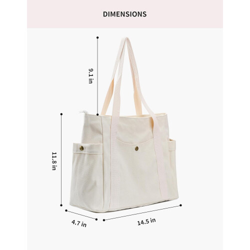 Bolsa de lona com zíper e vários bolsos. 1