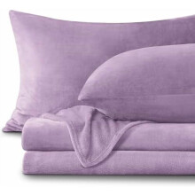 Ensemble de draps en flanelle lavande, taille standard - Draps en polaire ultra doux et moelleux, 4 pièces (comprend un drap-housse, un drap plat et