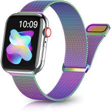 Magnetiskt armband kompatibelt med Apple Watch 38/40/41/42/44/45/46/49 mm, sportarmband i rostfritt stål med mesh