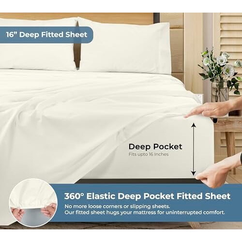 100% Cotton Queen Sheet Set – Percale, 4-Piece 2