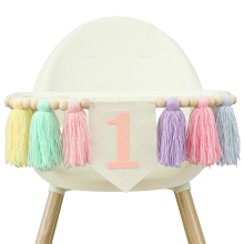 Guirnalda bohemia de cuentas de madera con flecos - Accesorio para fotos del primer cumpleaños, decoraciones para baby shower, arte de pared unisex