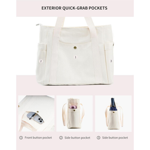 Bolsa de lona com zíper e vários bolsos. 2