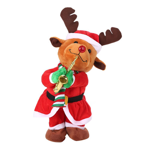 Muzikaal oplichtend kerstmanknuffel 33 cm 2