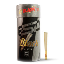 RAW Cones Classic Black 1-1/4 Size | 100 Pack | Natural Pre Rolled Rolling Paper Pressed Extra Fine for Thin, Slow Burning, Naturally Translucent