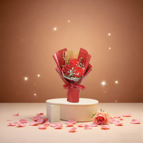 Red Artificial Rose Bouquet 3-Head 2-Pack 1