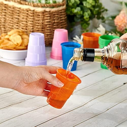 500 stk. 5 oz engangsplastikkopper i 5 farver 1