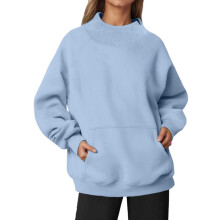 Sudaderas para mujer, corte holgado, cuello redondo, manga larga, camisetas informales, sudaderas ligeras de otoño, sudaderas de tallas grandes para