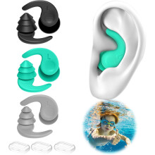 Bouchons d'oreilles de natation pour enfants, 3 paires de bouchons d'oreilles réutilisables en silicone étanches pour la natation, le surf et le