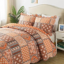 Conjunto de Cama King Size com Edredom - Conjunto de Edredom Vintage de 3 Peças em Microfibra com Estampa Floral, Colcha Retrô para Todas as