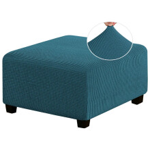 Stretch Ottoman Cover – Soft Rectangle Slipcover for Footstool & Storage Ottoman, Deep Teal, Compatible with Most Sizes