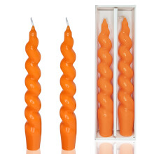 Orangefarbene, spiralförmige Spitzkerzen, 19 cm kurze, gedrehte Kerzenständer – ideal als Geschenk für Dinnerpartys, Feiertage, Hochzeiten und