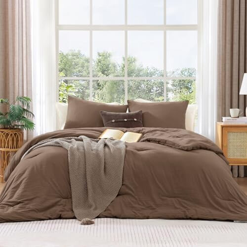 Brown Comforter Set Full Size 3-Piece Down Alternative 1