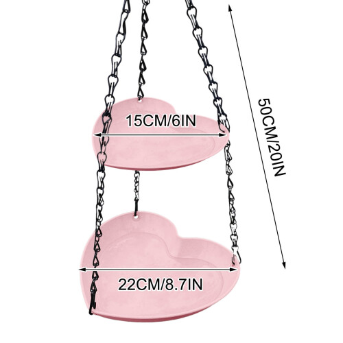 Double-Layer Outdoor Suspended Bird Feeder Pink 2